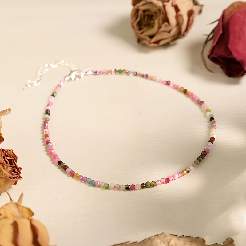 Women's Colorful Quartz Beaded Anklet, Minimalist Gift